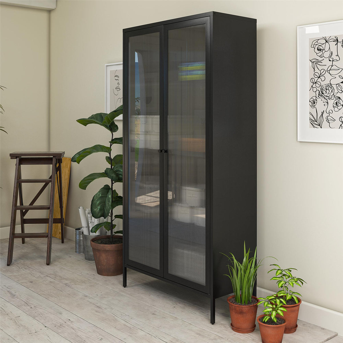 Ameriwood Home Ashbury Heights 35.38-in W x 72.83-in H Steel Black Freestanding Utility Storage Cabinet