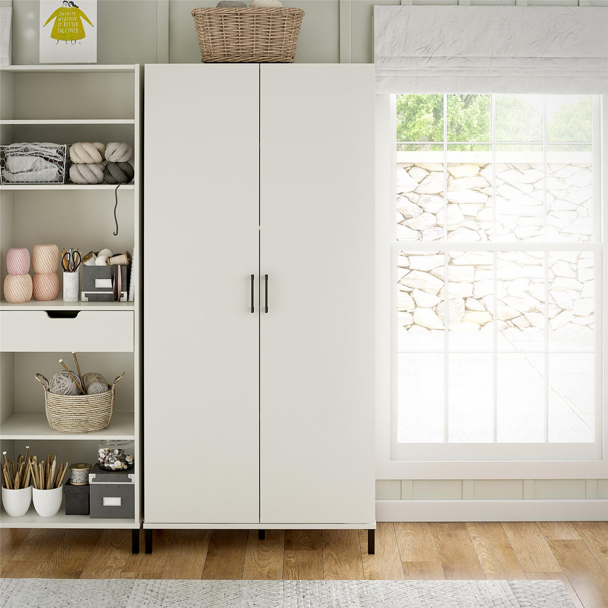Ameriwood Home Versa 23.7-in W x 75.2-in H Particleboard White Freestanding Utility Storage Cabinet