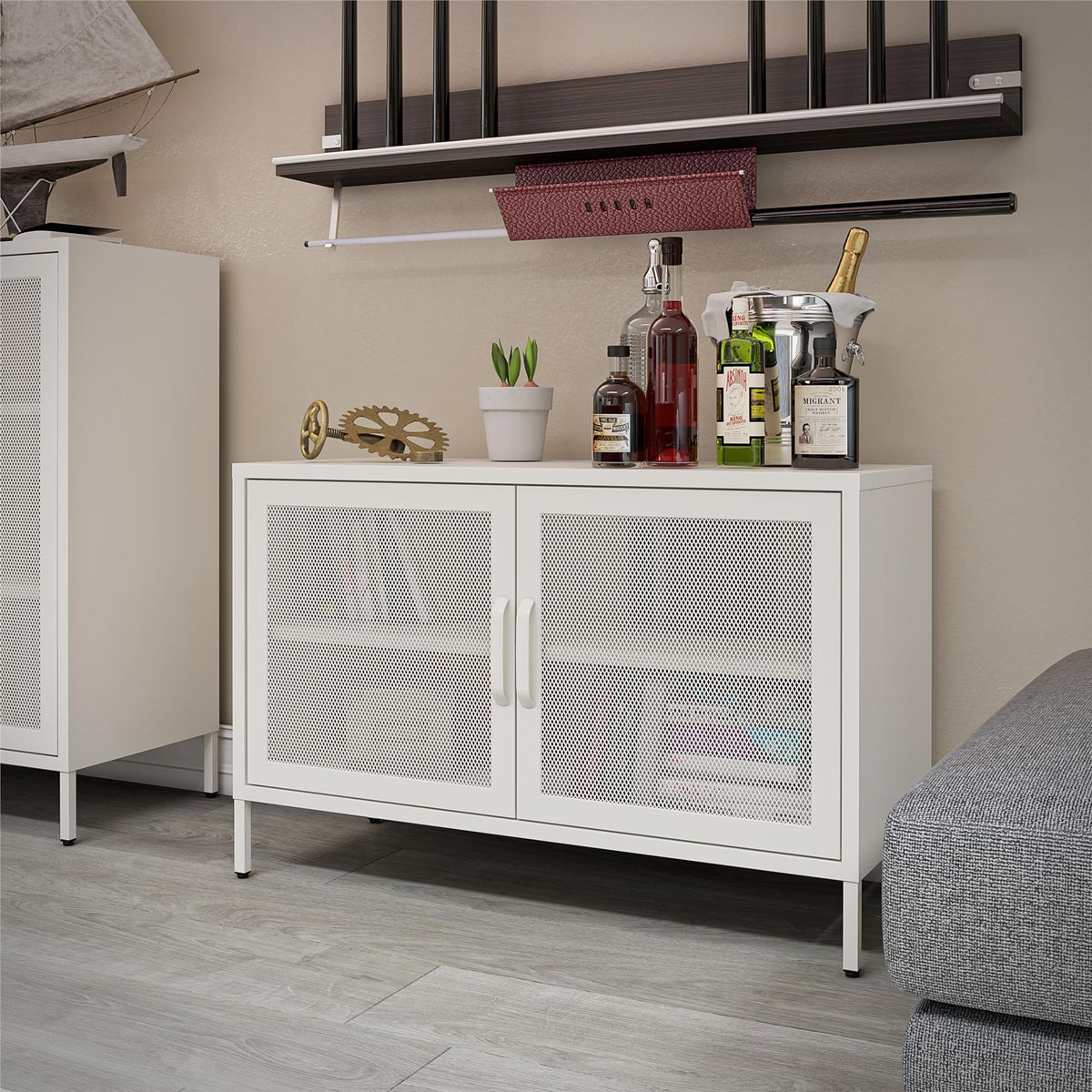Ameriwood Home Sunset District 39.37-in W x 25.2-in H Steel White Freestanding Utility Storage Cabinet