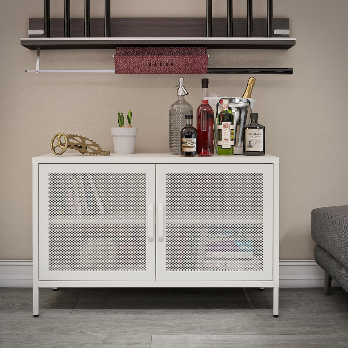 Ameriwood Home Sunset District 39.37-in W x 25.2-in H Steel White Freestanding Utility Storage Cabinet