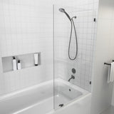 34 in. x 58 in. Frameless Fixed Panel Bathtub Door in Matte Black without Handle - Super Arbor
