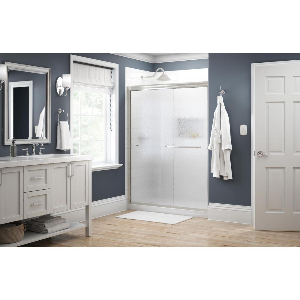 Simplicity 60 in. x 70 in. Semi-Frameless Traditional Sliding Shower Door in Nickel with Rain Glass - Super Arbor
