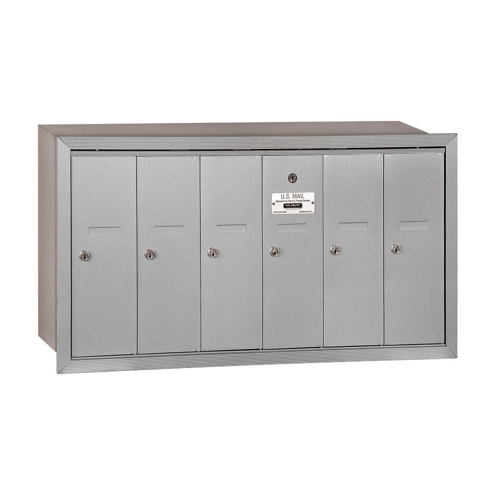 3500 Series Aluminum Recessed-Mounted Private Vertical Mailbox with 6 Doors - Super Arbor