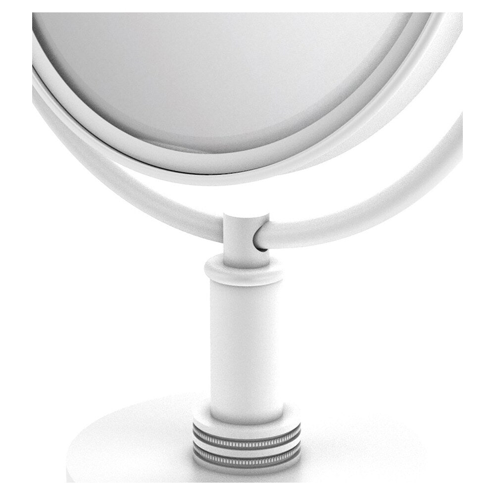 Allied Brass 8-in x 15-in Matte White Double-Sided Magnifying Countertop Vanity Mirror