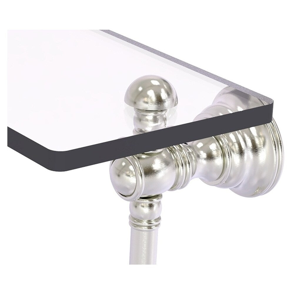 Allied Brass Carolina Satin Nickel 22-in Wall-Mount Bathroom Shelf with Integrated Towel Bar
