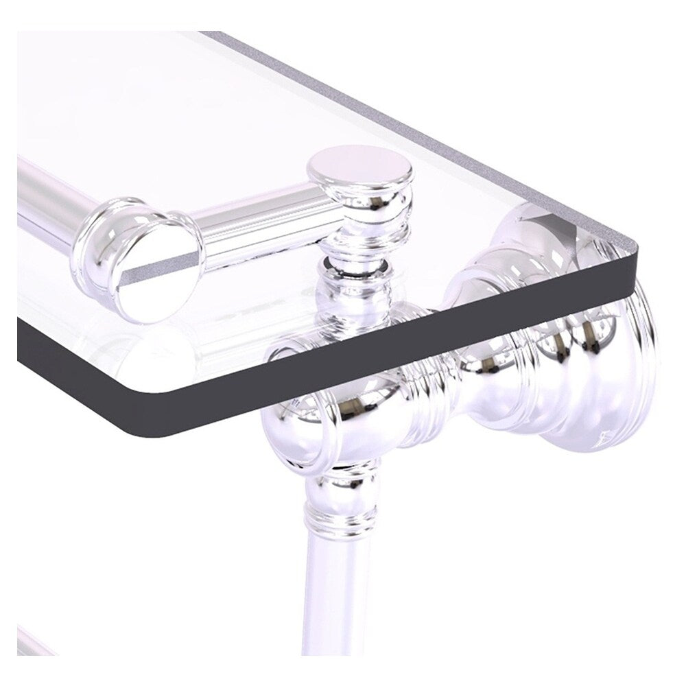 Allied Brass Carolina Polished Chrome 1-Tier Brass Wall Mount Bathroom Shelf with Towel Bar, 22 x 7.4 x 5 in.