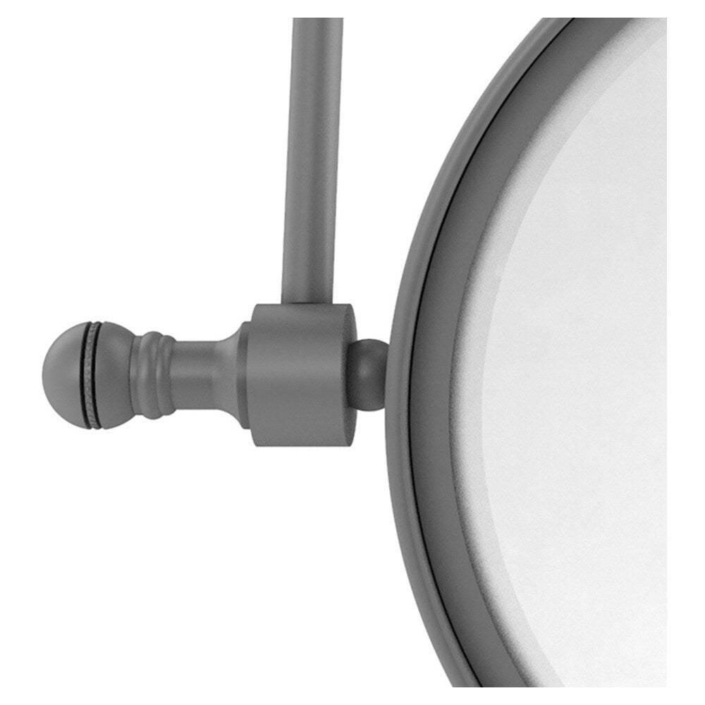 Allied Brass Retro Dot 7-in x 8-in Matte Gray Double-Sided Magnifying Wall-Mounted Vanity Mirror