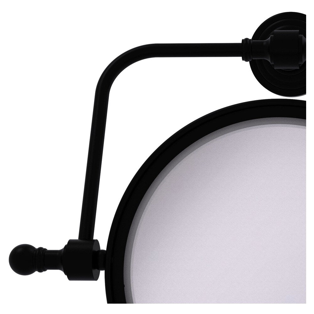 Allied Brass Retro Wave 7-in x 8-in Matte Black Double-Sided 3X Magnifying Wall-Mounted Vanity Mirror