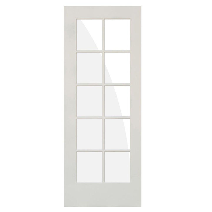 30 in. x 80 in. 10-Lite Solid Hybrid Core MDF Primed Interior Door Slab - Super Arbor