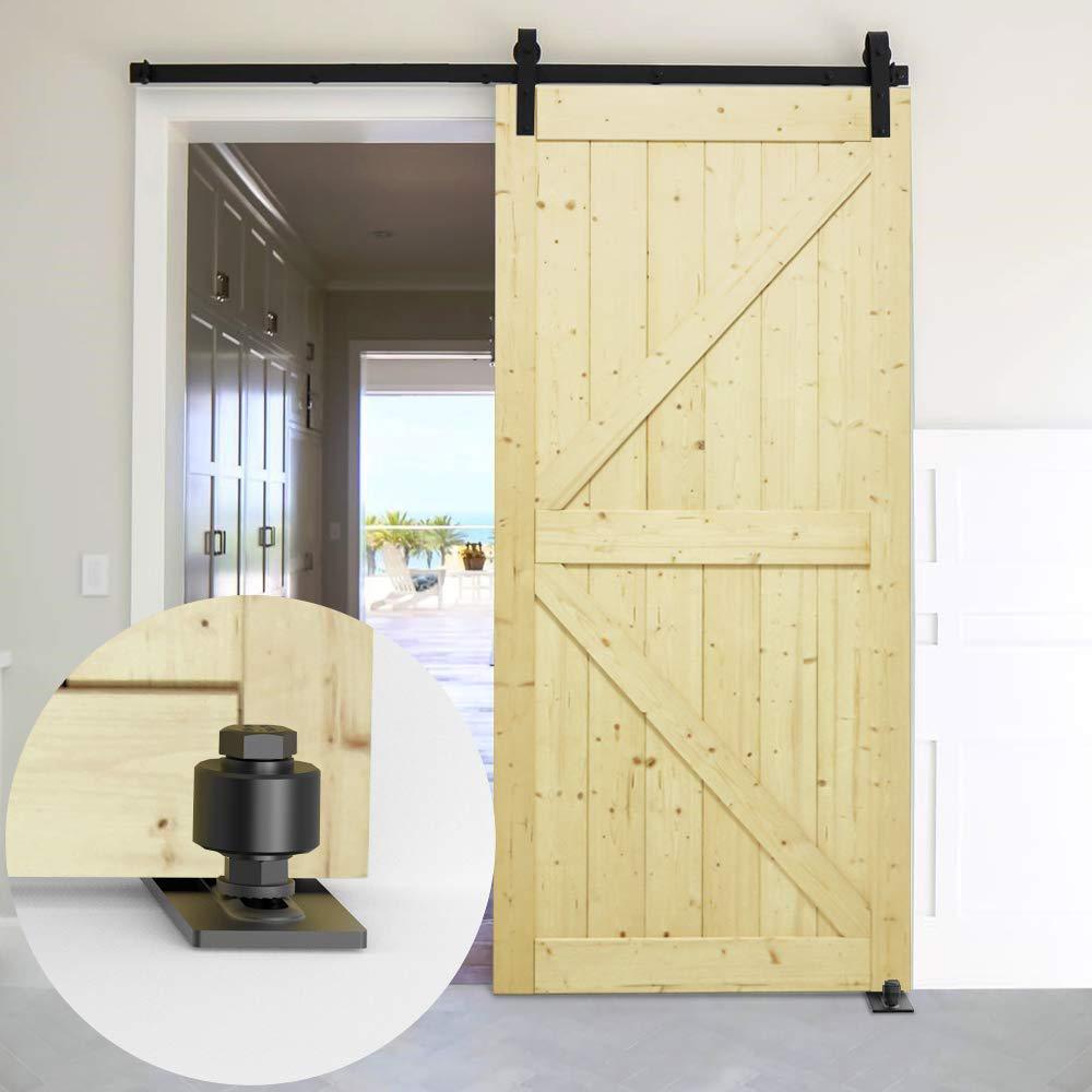 3.66 in. Black Steel Adjustable Heavy-Duty Sliding Barn Door Floor Guide Hardware (2-Pack) (Model 3) - Super Arbor