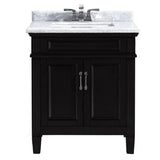 Blaine 30 in. Vanity in Black with Marble Vanity Top in Carrara White