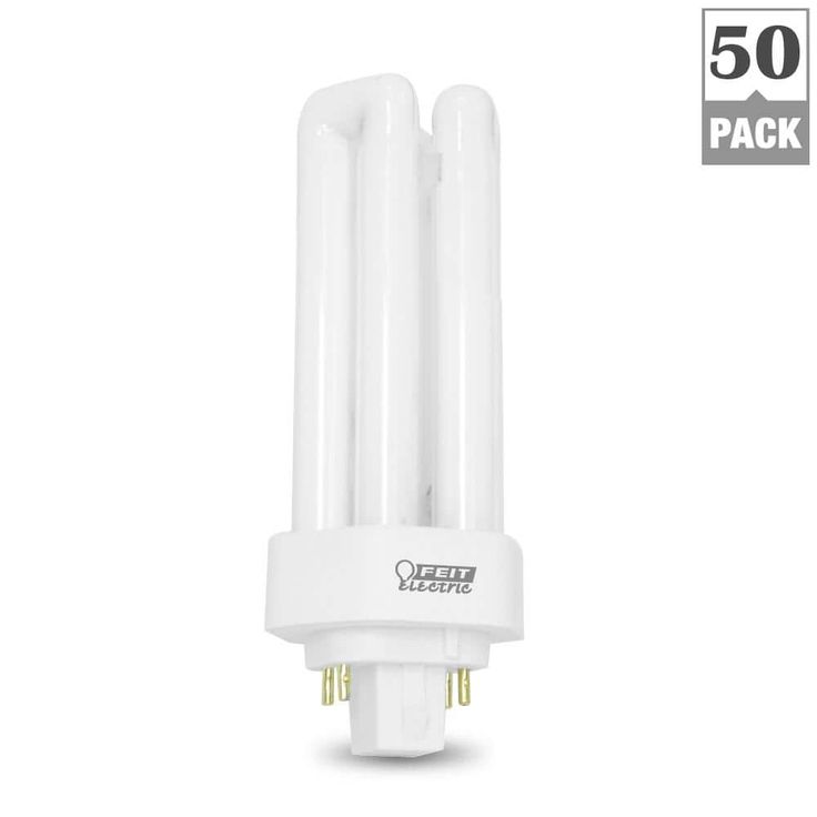 18-Watt Equivalent PL CFLNI Triple Tube 4-Pin Plug-in GX24Q-2 Compact Fluorescent CFL Light Bulb, Cool White (50-Pack)