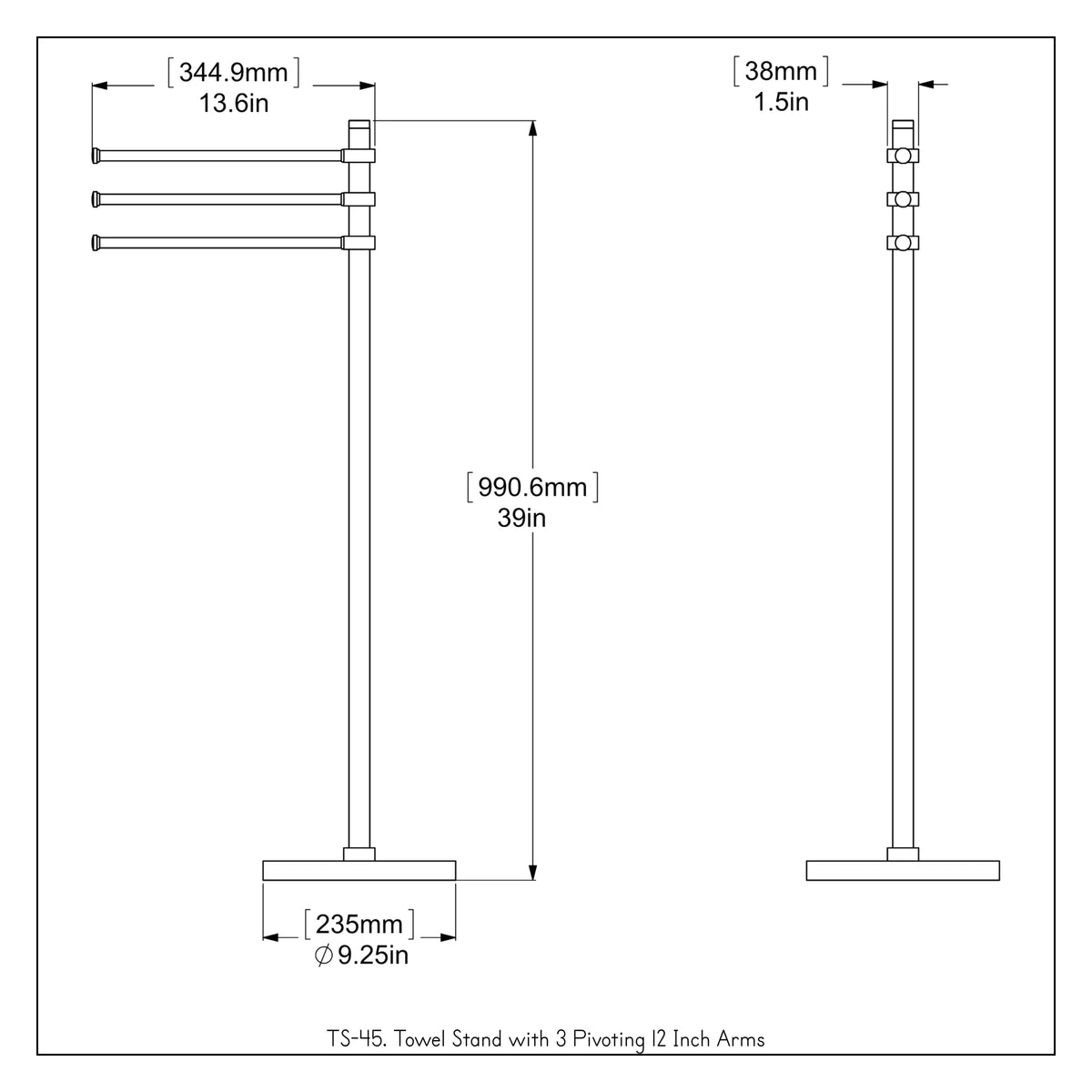 Allied Brass Satin Nickel Freestanding Towel Rack, 39-in Height, 3 Pivoting Arms