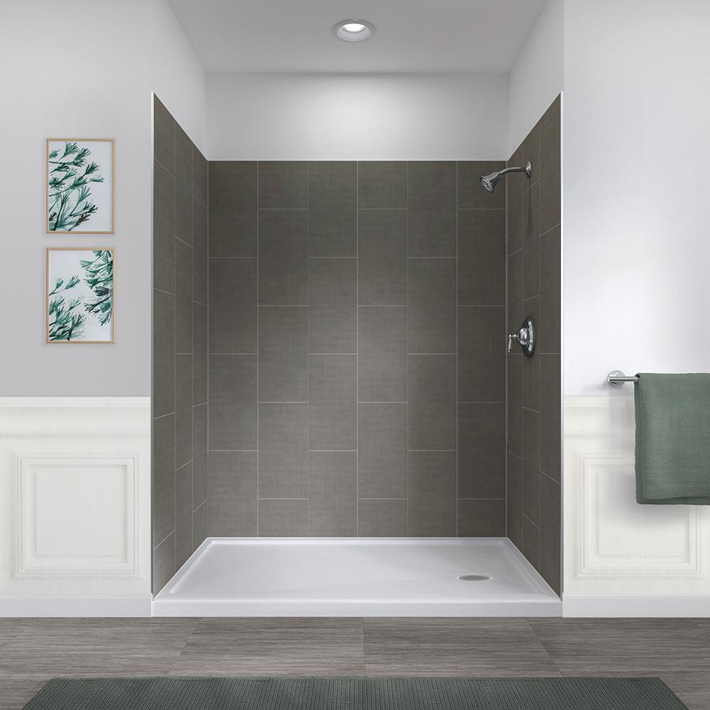 Jetcoat 32 in. x 60 in. x 78 in. 5-Piece Easy-up Adhesive Alcove Shower Surround in White Subway - Super Arbor