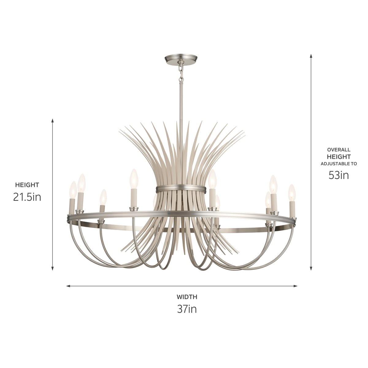 Kichler Baile 9-Light Brushed Nickel Farmhouse Chandelier
