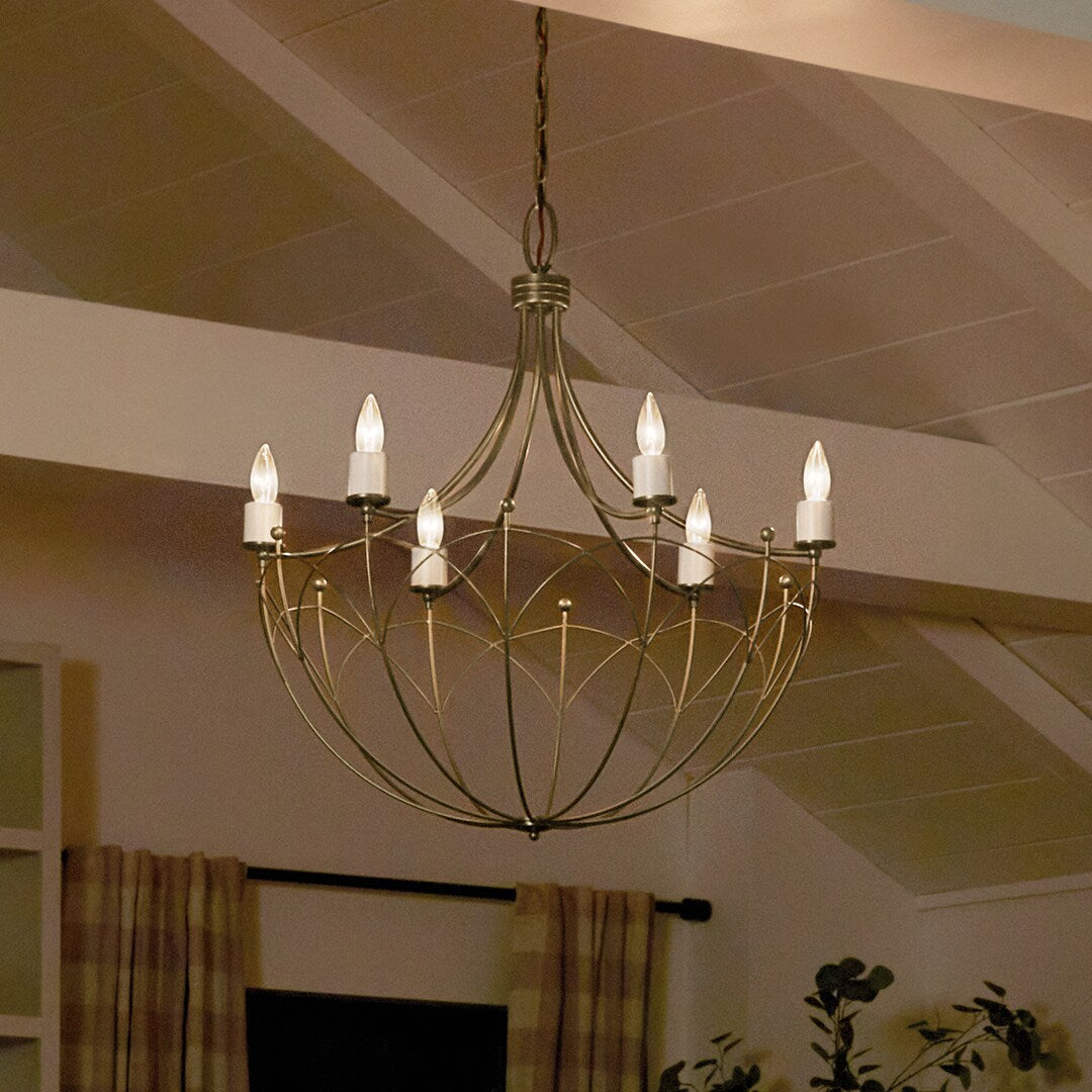 Kichler Topiary 6-Light Bronze Farmhouse Chandelier