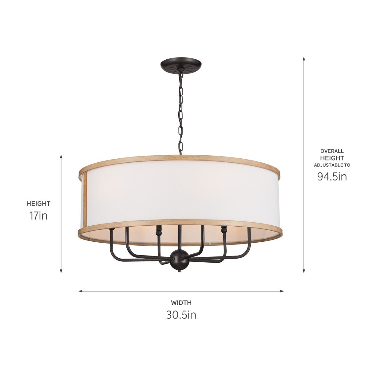 Kichler Heddle 6-Light Gray Farmhouse Chandelier