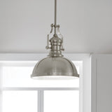 Kichler Satin Nickel Industrial Frosted Glass Dome LED Pendant Light, 13-in