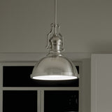 Kichler Satin Nickel Industrial Frosted Glass Dome LED Pendant Light, 13-in