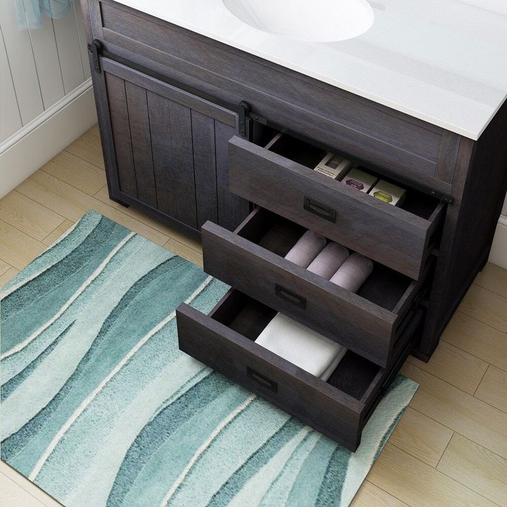Style Selections Morriston 48-in Distressed Java Single Sink Bathroom Vanity with White Engineered Stone Top