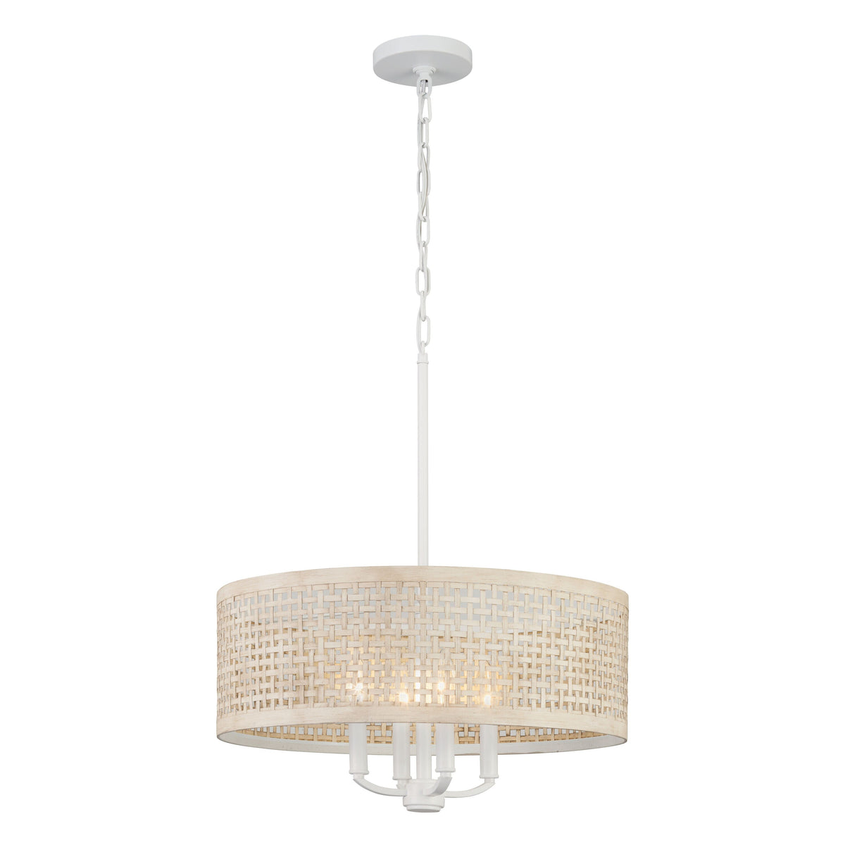 Kichler Sayulita 4-Light White Coastal Drum Medium Hanging Pendant Light