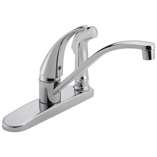 Peerless Choice Chrome 1-Handle Deck-Mount Low-Arc Handle Kitchen Faucet
