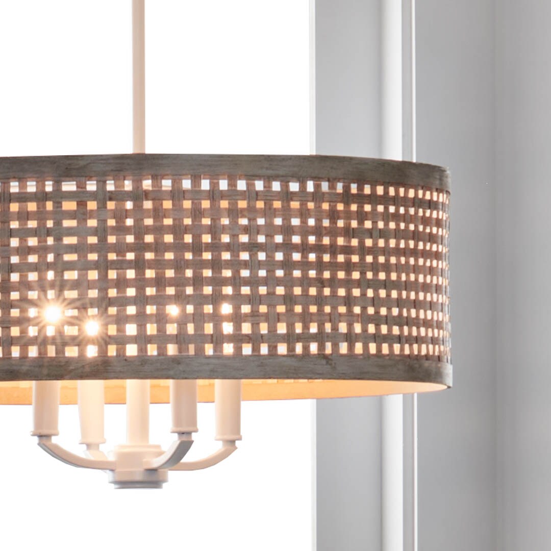 Kichler Sayulita 4-Light White Coastal Drum Medium Hanging Pendant Light