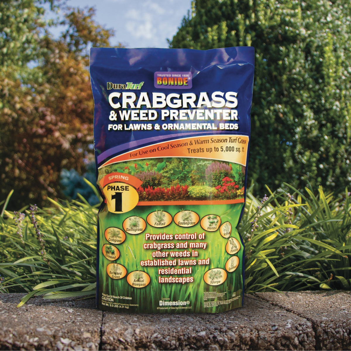 Bonide DuraTurf Crabgrass & Weed Preventer Lawn Fertilizer for Annual Ryegrass, Treats up to 5,000 sq. ft.