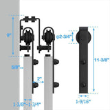 9 ft./108 in. Powder Coated Black Heavy-Duty Bypass Double Door Sliding Barn Door Hardware Classic Design Roller - Super Arbor