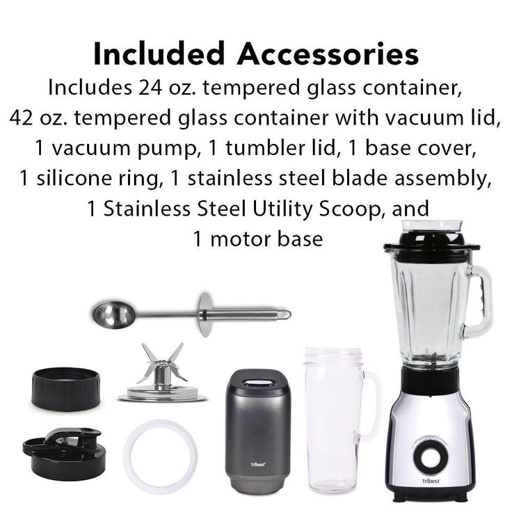 Glass 42 oz. 4-Speed Chrome Personal Blender with Vacuum