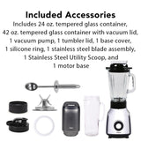 Glass 42 oz. 4-Speed Chrome Personal Blender with Vacuum
