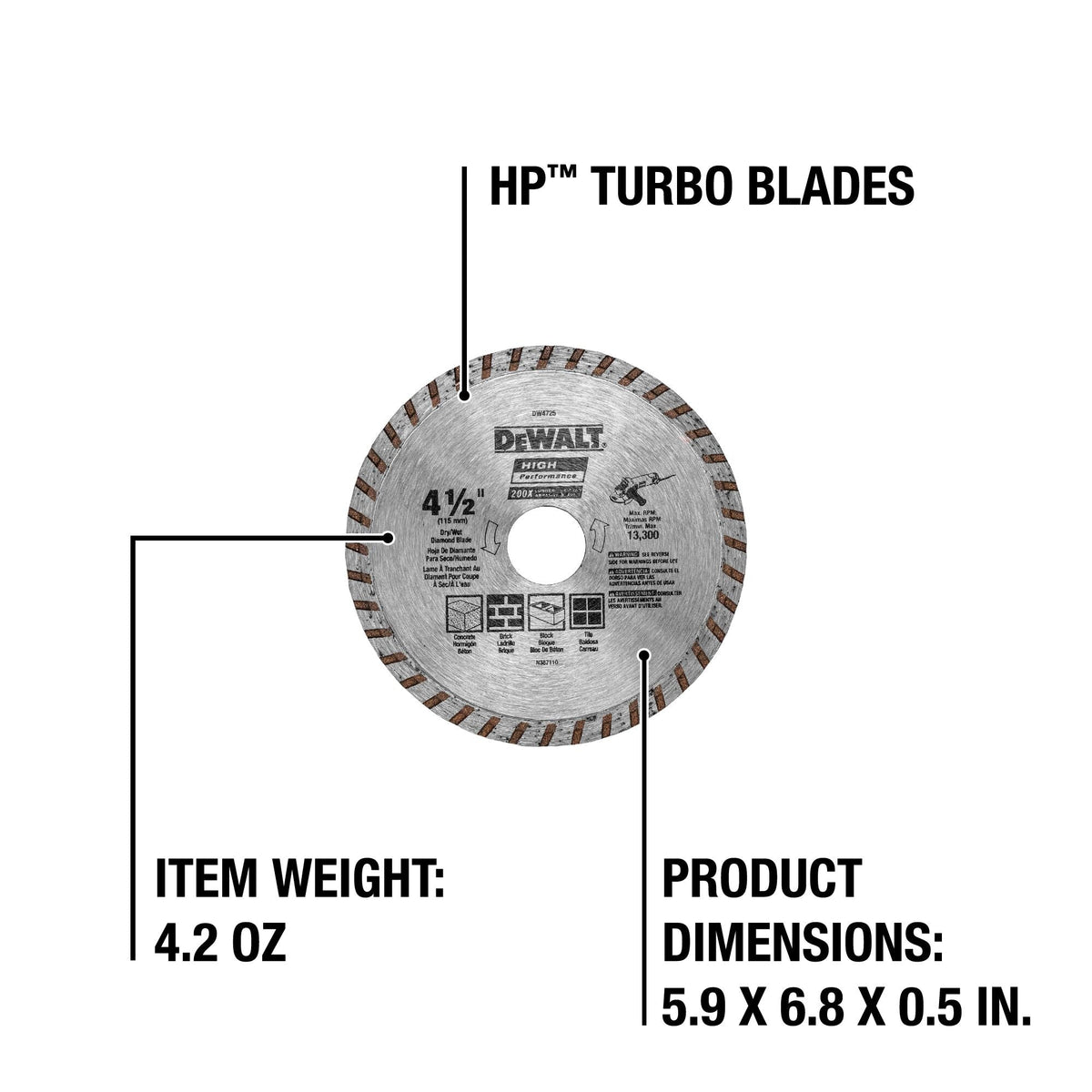 DEWALT Diamond 4.5-in Grinding Wheel, DW4725