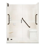 Classic Freedom Grand Hinged 36 in. x 60 in. x 80 in. Left Drain Alcove Shower Kit in Natural Buff and Chrome - Super Arbor