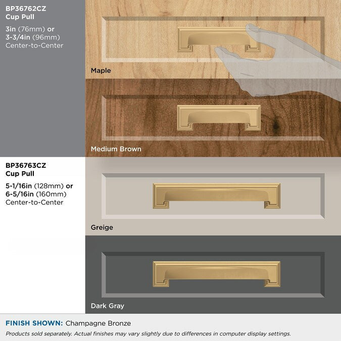 Amerock Appoint (128Mm or 160mm) Center to Center Dual Mount Rectangular Cup Drawer Pull
