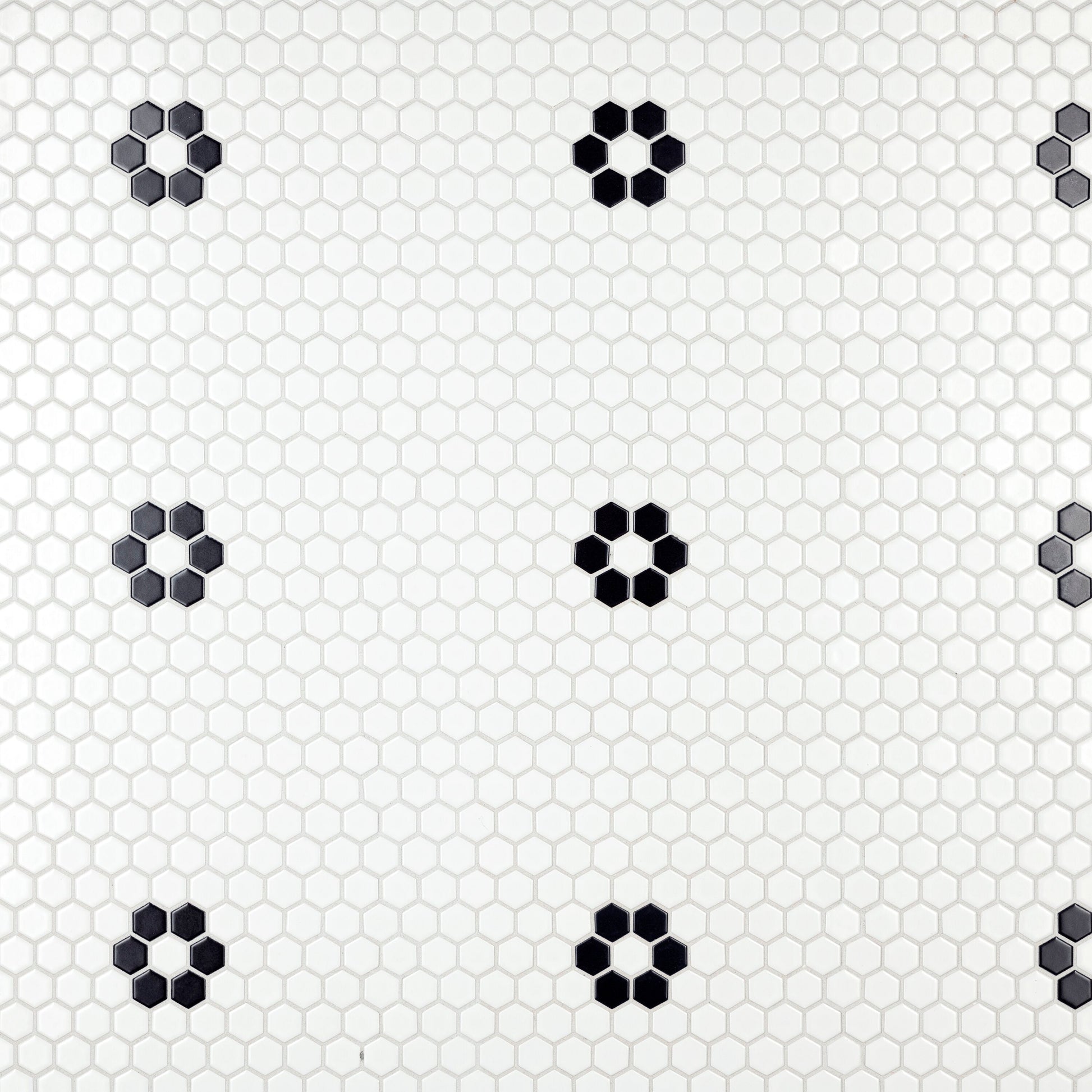 Affinity Tile Metro 1" Hex Matte White with Single Flower 10-in x 12-in Matte Porcelain Hexagon Mosaic Floor and Wall Tile product image
