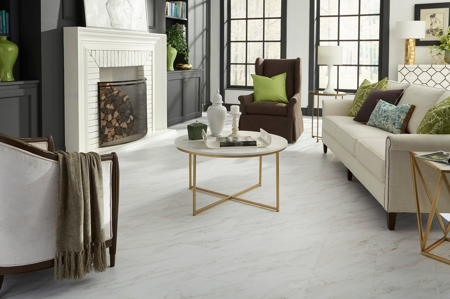 Style Selections Grecian Marble 12-in x 24-in Groutable Water-Resistant Peel-and-Stick Luxury Vinyl Tile Flooring, 2-sq ft Piece