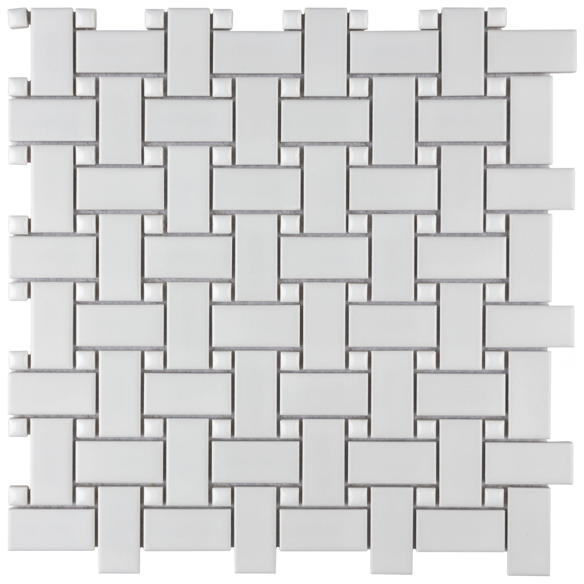 Affinity Tile Metro Basketweave White with Glossy White Dot 12-in x 12-in Multi-finish Porcelain Mosaic Floor and Wall Tile product image