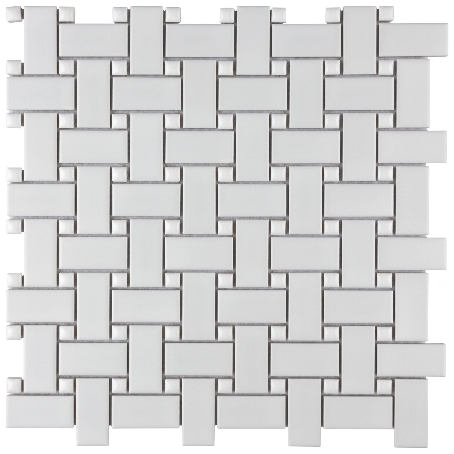 Affinity Tile Metro Basketweave White with Glossy White Dot 12-in x 12-in Multi-finish Porcelain Mosaic Floor and Wall Tile product image