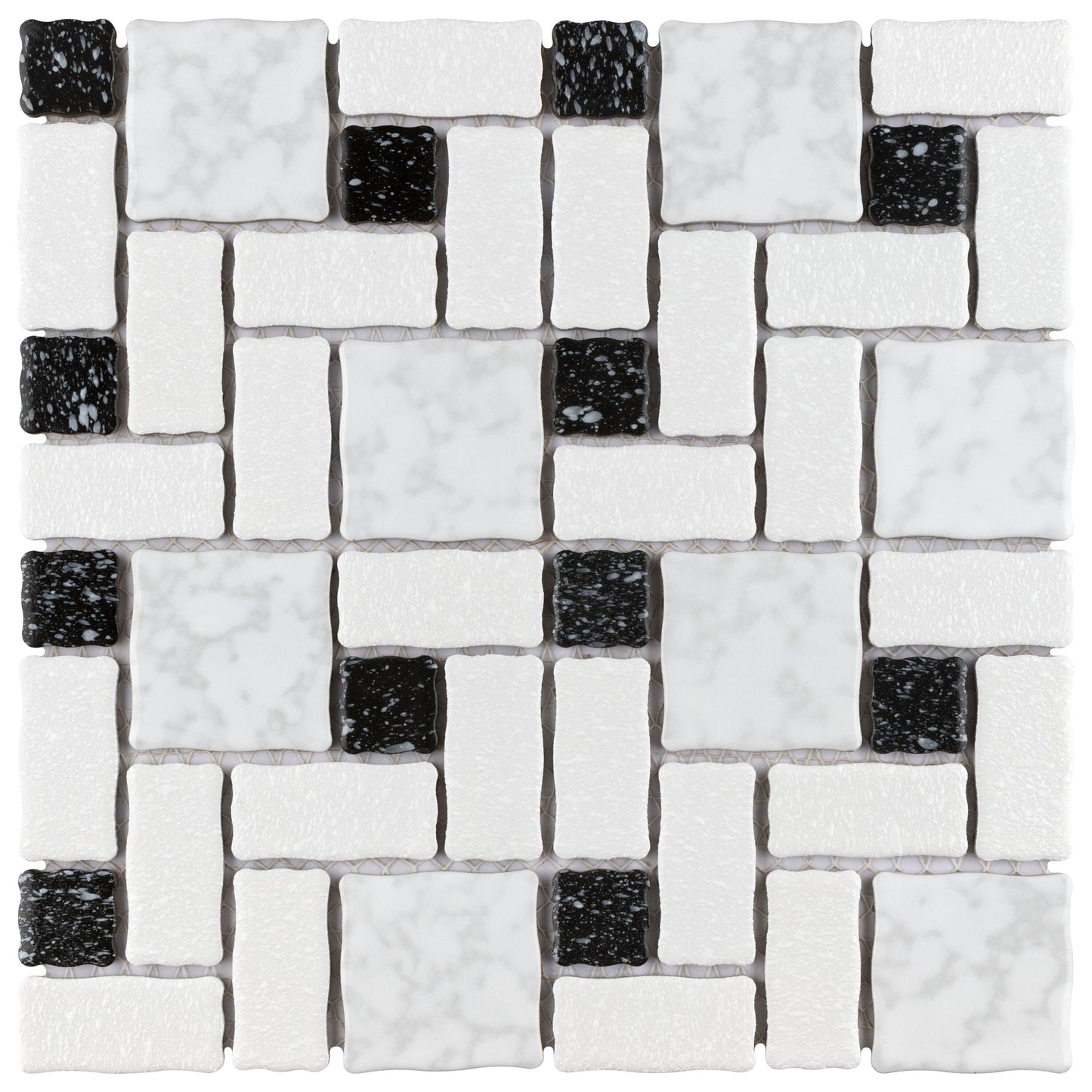 Affinity Tile Academy White and Black 12-in x 12-in Multi-finish Porcelain Mosaic Floor and Wall Tile product image