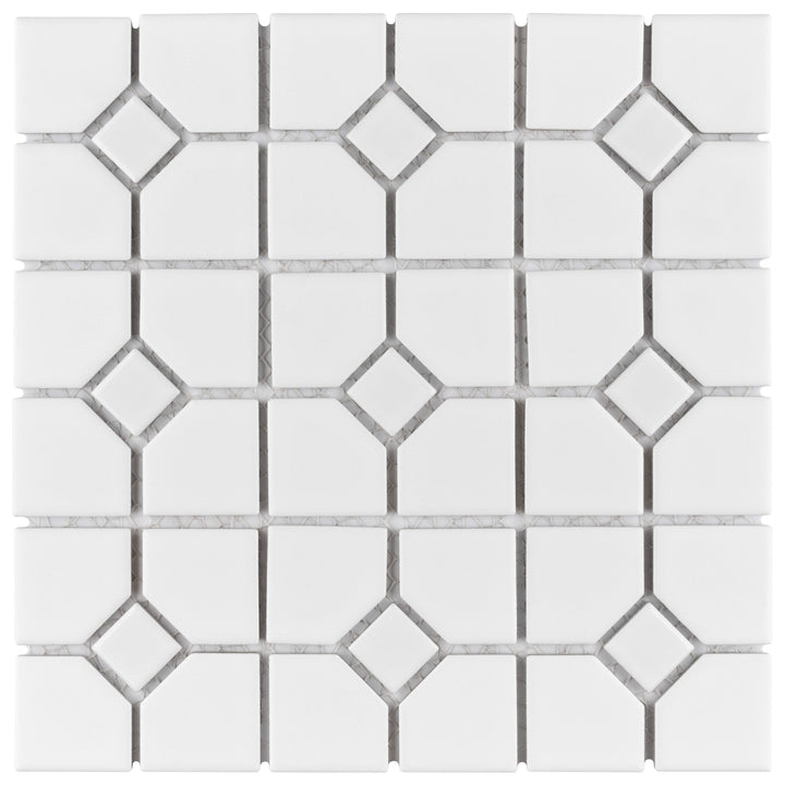 Affinity Tile Oxford Matte White with Glossy White Dot 11-in x 11-in Multi-finish Porcelain Mosaic Floor and Wall Tile product image