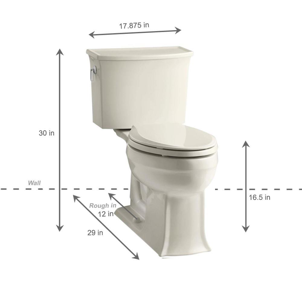 Archer Comfort Height 2-Piece 1.28 GPF Single Flush Elongated Toilet with AquaPiston Flushing Technology in Almond - Super Arbor