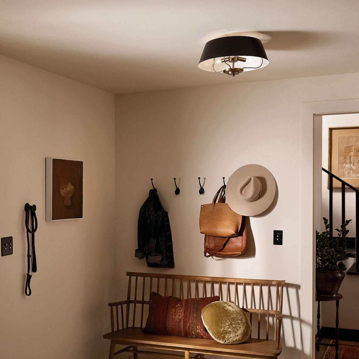 Kichler Luella 3-Light Black Traditional Drum Medium Hanging Convertible Pendant/semi-flush
