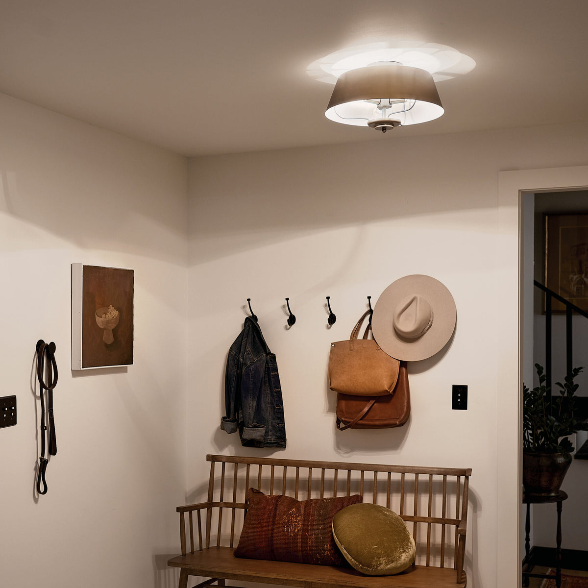 Kichler Luella 3-Light Brushed Natural Brass Traditional Drum Medium Hanging Convertible Pendant/semi-flush