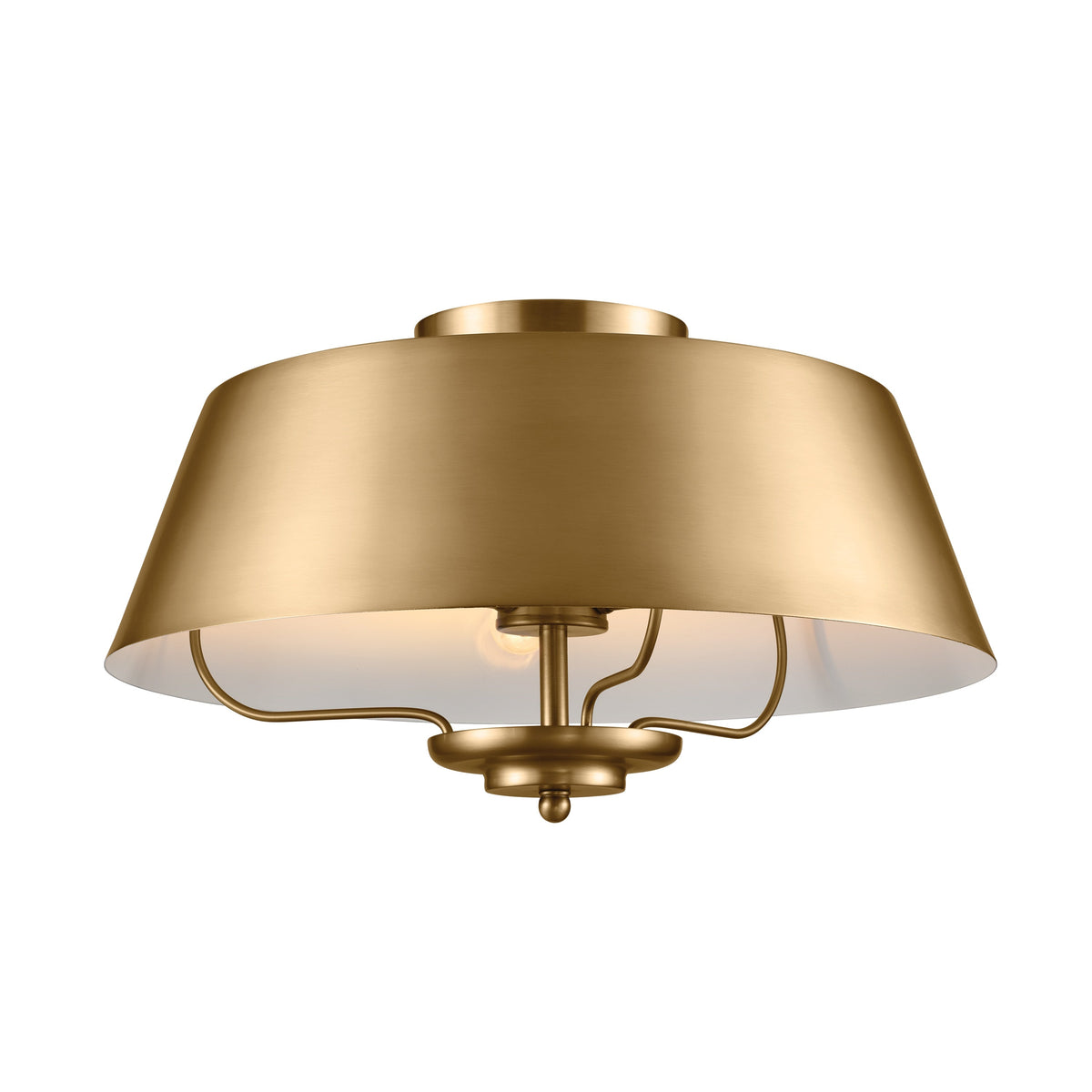Kichler Luella 3-Light Brushed Natural Brass Traditional Drum Medium Hanging Convertible Pendant/semi-flush
