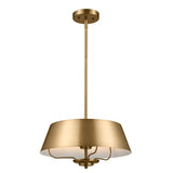 Kichler Luella 3-Light Brushed Natural Brass Traditional Drum Medium Hanging Convertible Pendant/semi-flush