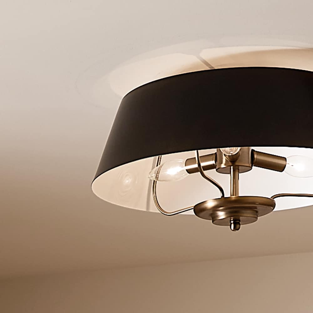 Kichler Luella 3-Light Black Traditional Drum Medium Hanging Convertible Pendant/semi-flush