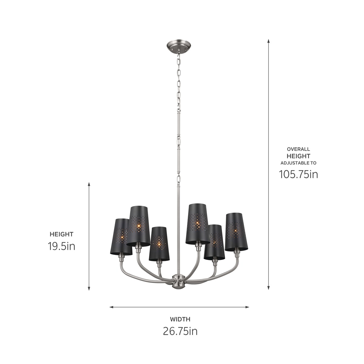 Kichler Adeena 6-Light Pewter Traditional Chandelier