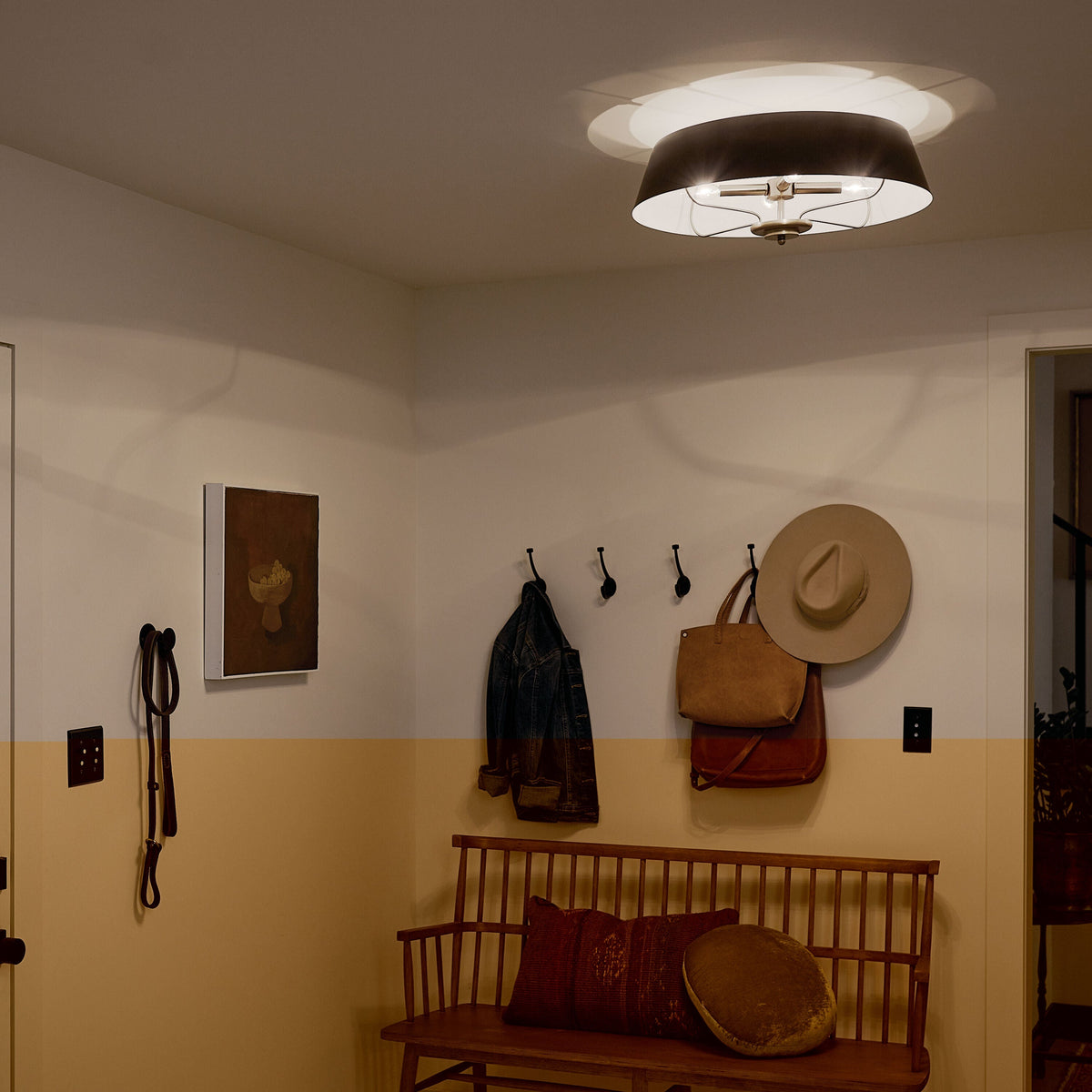 Kichler Luella 4-Light Black Traditional Drum Medium Hanging Convertible Pendant/semi-flush