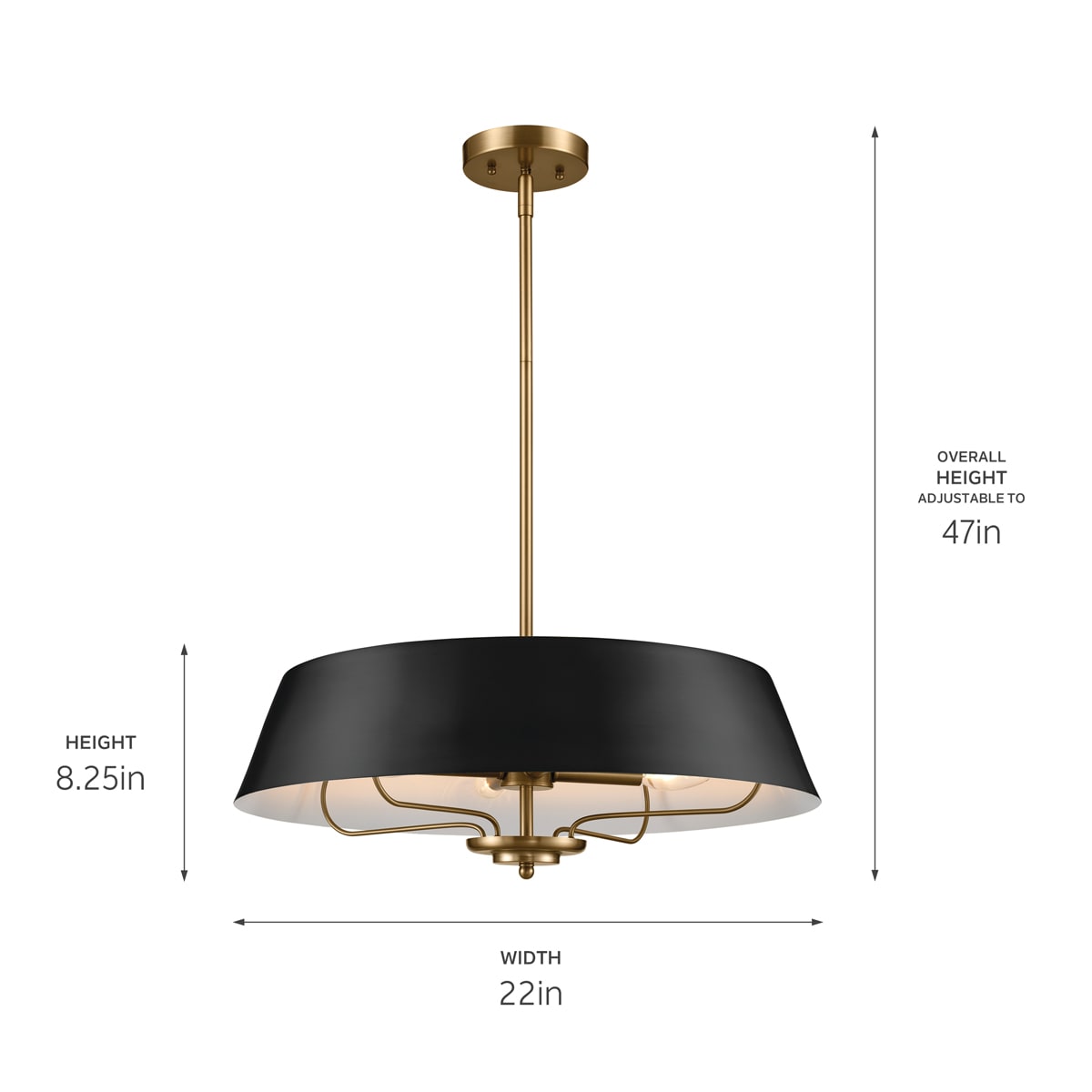 Kichler Luella 4-Light Black Traditional Drum Medium Hanging Convertible Pendant/semi-flush