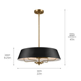 Kichler Luella 4-Light Black Traditional Drum Medium Hanging Convertible Pendant/semi-flush